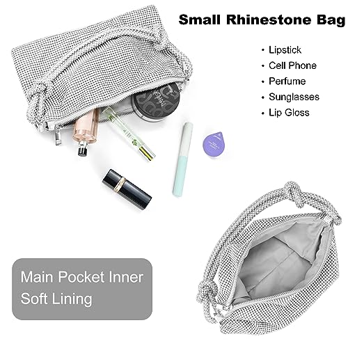 Silver Rhinestone Clutch: Elegant Diamante Women's Handbag