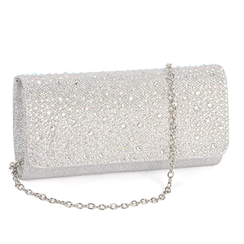 Elegant Silver Sequins Envelope Clutch Bag - NiCoLa