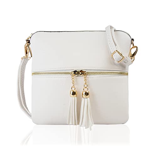 White Designer Faux Leather Crossbody Messenger Bag for Women