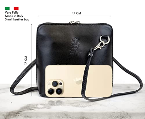 Italian Leather Crossbody Bag with High-Quality Strap (Black)