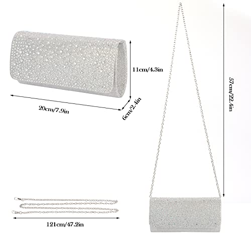 Elegant Silver Sequins Envelope Clutch Bag - NiCoLa