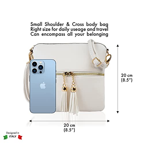 White Designer Faux Leather Crossbody Messenger Bag for Women
