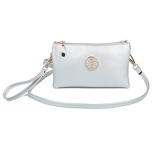 Silver Clutch Bags with Wristlet and Adjustable Strap