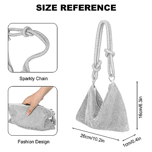 Silver Rhinestone Clutch: Elegant Diamante Women's Handbag