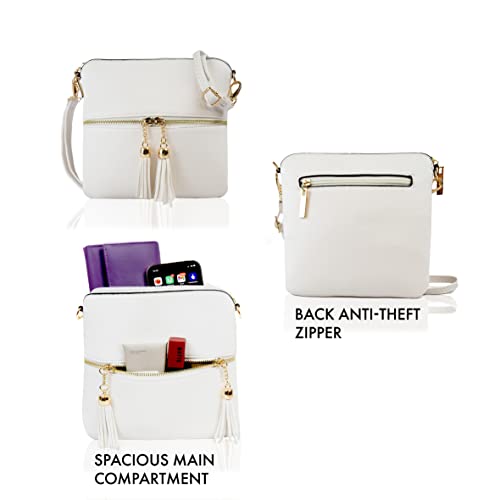 White Designer Faux Leather Crossbody Messenger Bag for Women