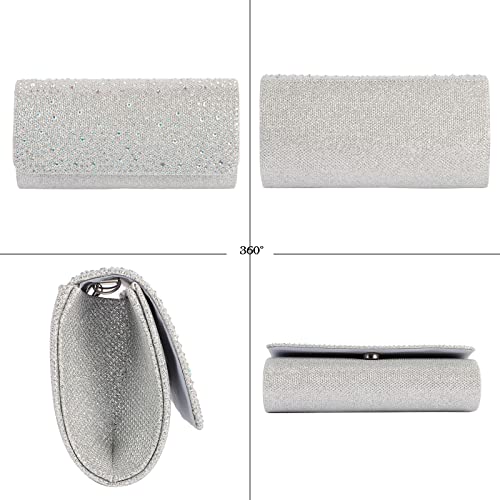 Elegant Silver Sequins Envelope Clutch Bag - NiCoLa