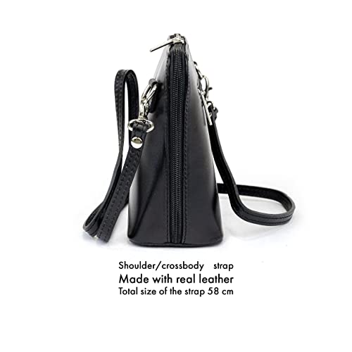 Italian Leather Crossbody Bag with High-Quality Strap (Black)