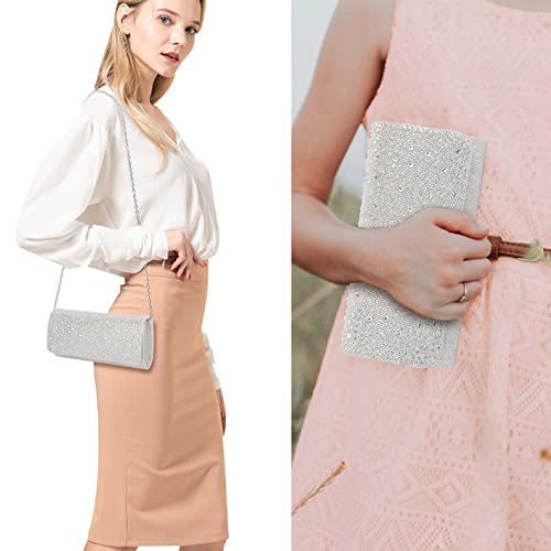 Elegant Silver Sequins Envelope Clutch Bag - NiCoLa