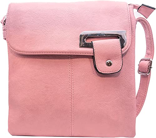 Woodland Leather Damen Crossbody Schultertasche Messenger Bag, Rose