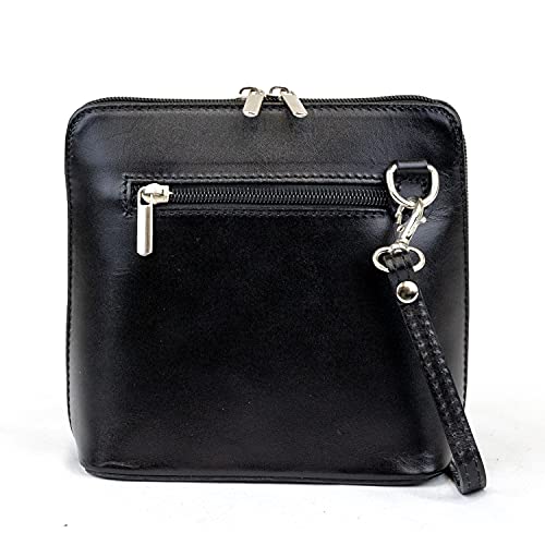 Italian Leather Crossbody Bag with High-Quality Strap (Black)