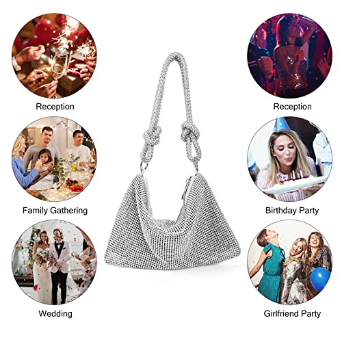 Silver Rhinestone Clutch: Elegant Diamante Women's Handbag