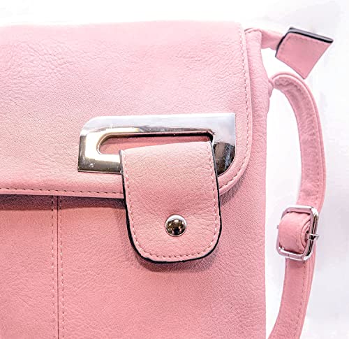 Woodland Leather Damen Crossbody Schultertasche Messenger Bag, Rose