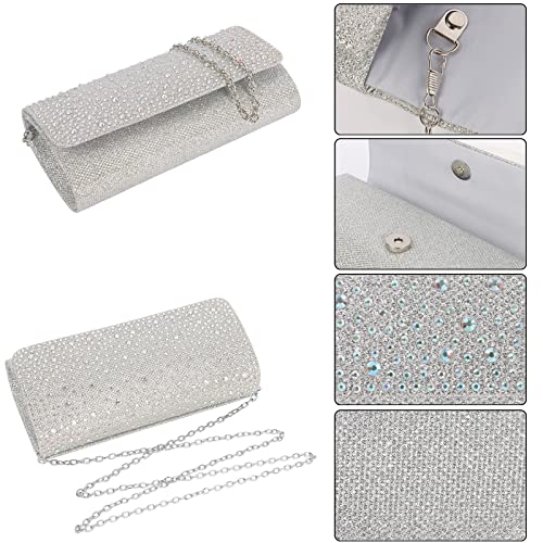 Elegant Silver Sequins Envelope Clutch Bag - NiCoLa