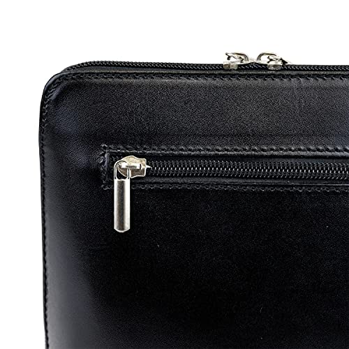 Italian Leather Crossbody Bag with High-Quality Strap (Black)
