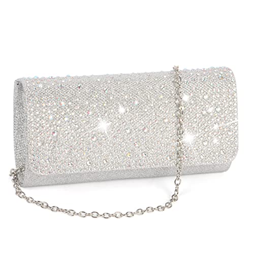 Elegant Silver Sequins Envelope Clutch Bag - NiCoLa