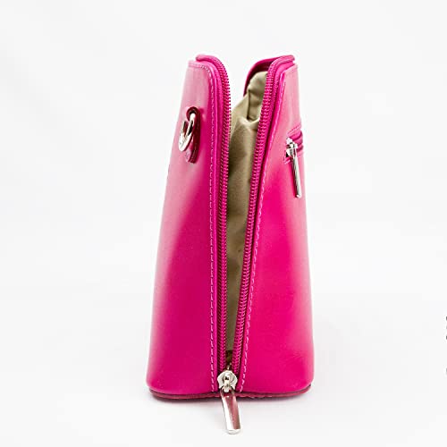 Pink Italian Leather Mini Shoulder Bag by Woodland Leather