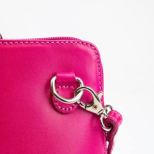 Pink Italian Leather Mini Shoulder Bag by Woodland Leather