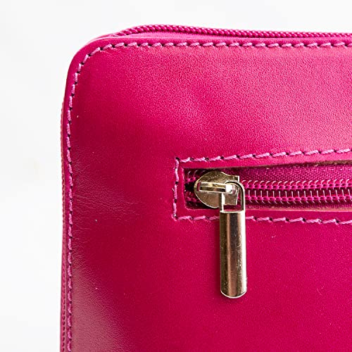Pink Italian Leather Mini Shoulder Bag by Woodland Leather