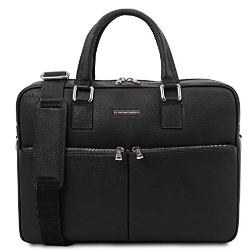 Tuscany Leather Treviso Black Laptop Briefcase - TL141986