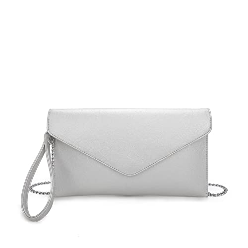 Craze London Envelope Shaped Clutch Bag - Silver