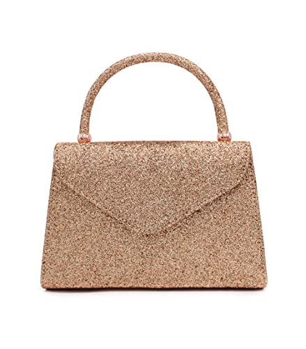 Rose Gold Glitter Clutch for Wedding or Party