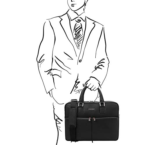 Tuscany Leather Treviso Black Laptop Briefcase - TL141986