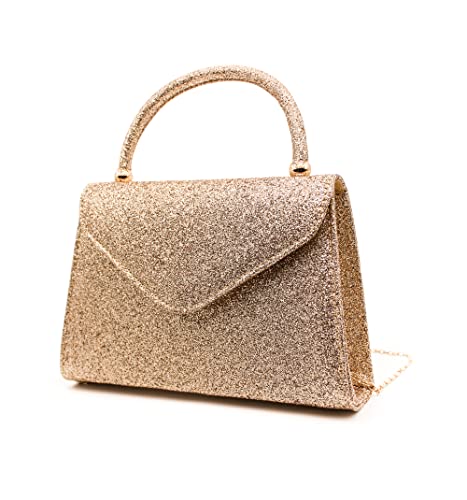 Rose Gold Glitter Clutch for Wedding or Party