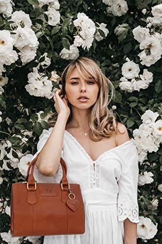 GIOVANNA 9046 - Women's Mid-Size Tan Leather Tote
