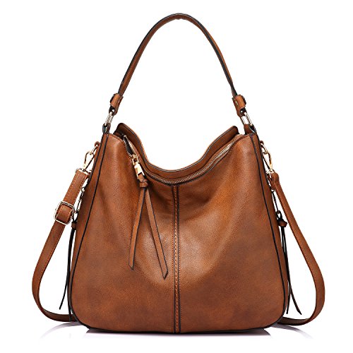 Designer Women's Large Brown Synthetic Leather Shoulder Bag