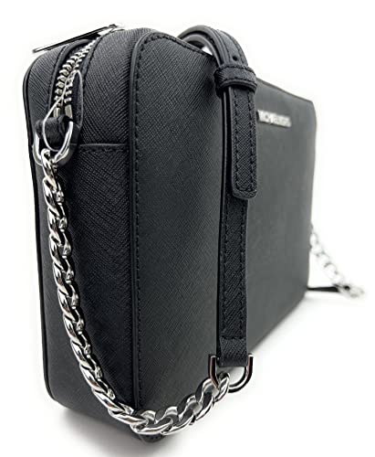 Michael Kors Jet Set Crossbody: Black/Silver, 7.5