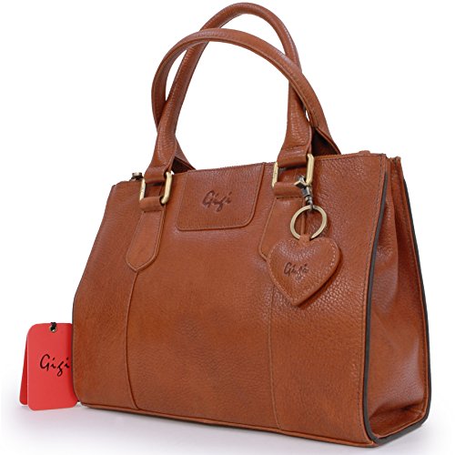GIOVANNA 9046 - Women's Mid-Size Tan Leather Tote