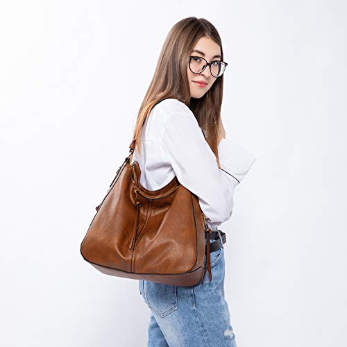 Designer Women's Large Brown Synthetic Leather Shoulder Bag