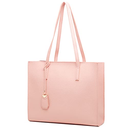 MORGLOVE Large Soft Leather Tote - A-Pink