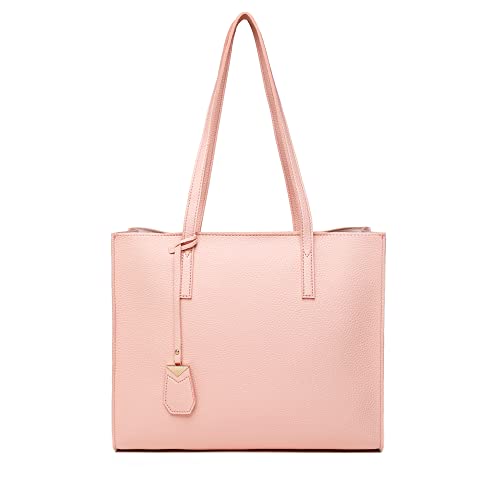 MORGLOVE Large Soft Leather Tote - A-Pink