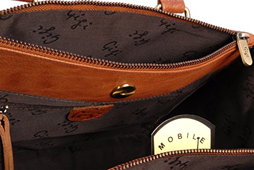 GIOVANNA 9046 - Women's Mid-Size Tan Leather Tote