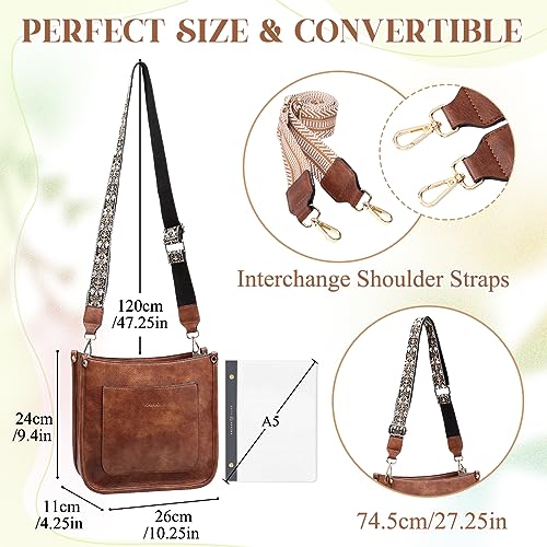 RAVUO Vegan Leather Crossbody Shoulder Bag - Brown