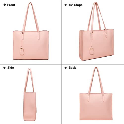 MORGLOVE Large Soft Leather Tote - A-Pink