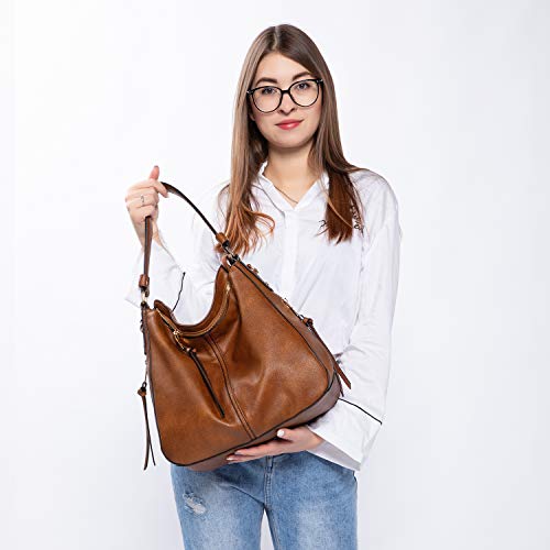 Designer Women's Large Brown Synthetic Leather Shoulder Bag