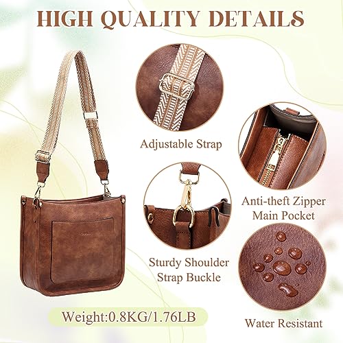 RAVUO Vegan Leather Crossbody Shoulder Bag - Brown