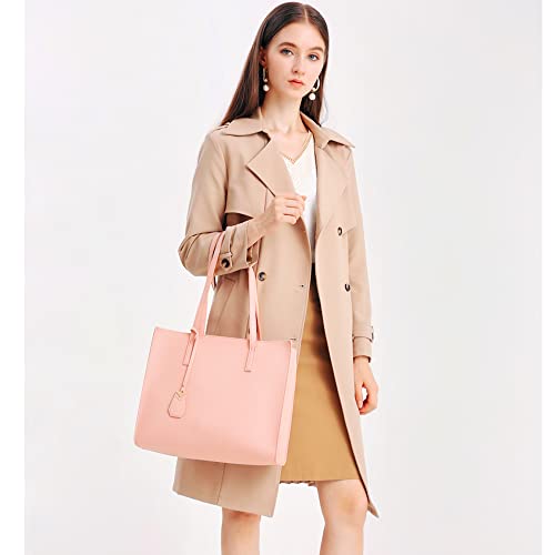 MORGLOVE Large Soft Leather Tote - A-Pink
