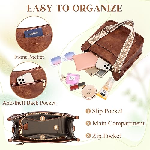 RAVUO Vegan Leather Crossbody Shoulder Bag - Brown