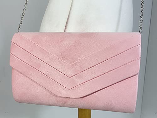 LeahWard Women's Pink Faux Suede Clutch Handbag