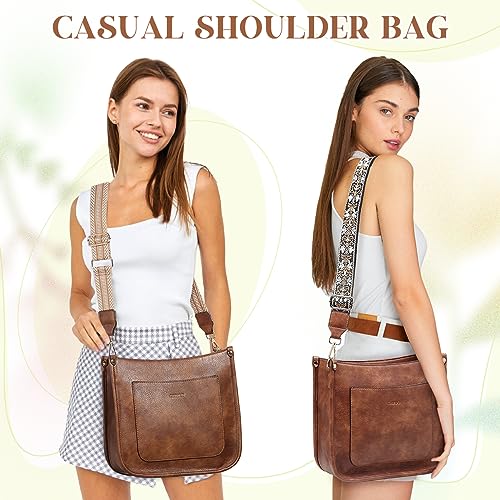 RAVUO Vegan Leather Crossbody Shoulder Bag - Brown
