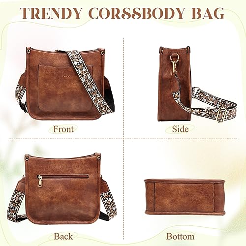 RAVUO Vegan Leather Crossbody Shoulder Bag - Brown