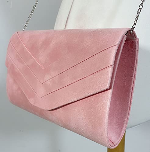 LeahWard Women's Pink Faux Suede Clutch Handbag