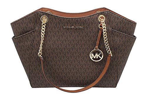 Michael Kors Large Chain Shoulder Tote (Brown Signature)