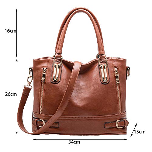 Women's Leather Designer Handbags with Multi Pockets