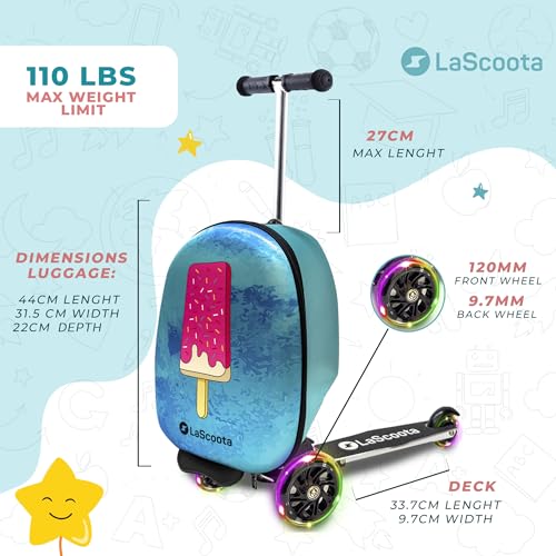 Ice Cream Graphic Suitcase Scooter for Kids Ages 3+
