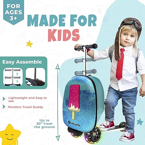 Ice Cream Graphic Suitcase Scooter for Kids Ages 3+