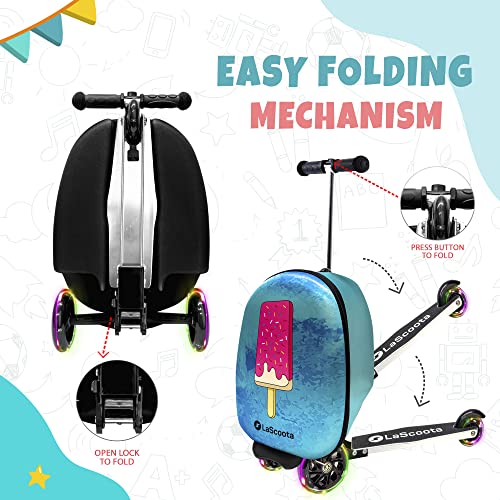 Ice Cream Graphic Suitcase Scooter for Kids Ages 3+